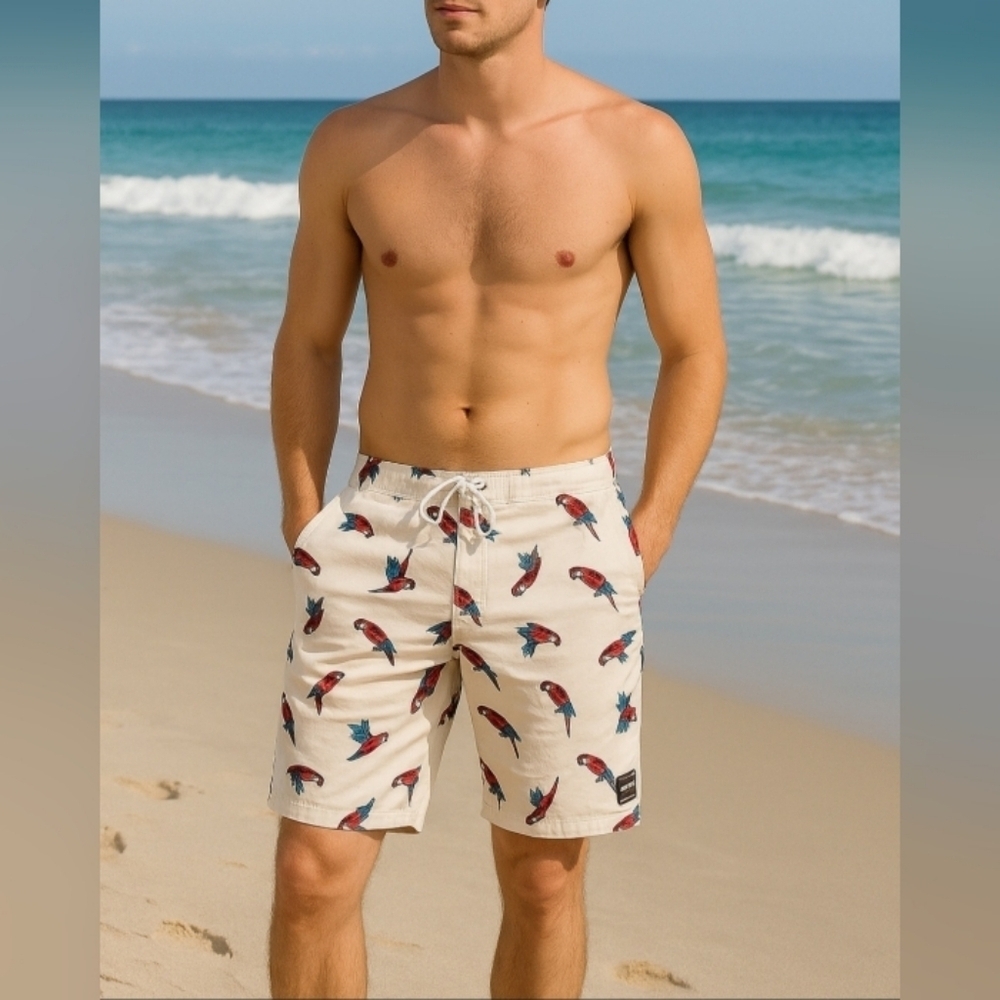 VANS Rager Boardshorts 8" Parrot Print Sz 33 see pics/read descrip